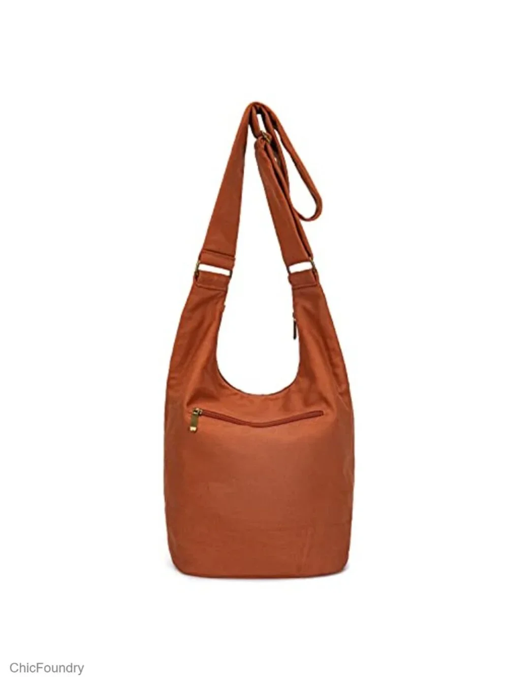Large Canvas Hippie Crossbody Bag with Long Zipper - Woven Flower Sling